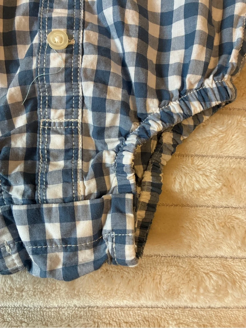 Baby Gap 3-6M Blue Gingham Collared Romper Button Down Baby Outfit